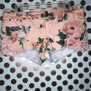Peach colored floral shorts